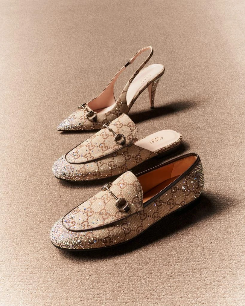 Gucci Erin GG Crystal Canvas Slingback Pumps 2