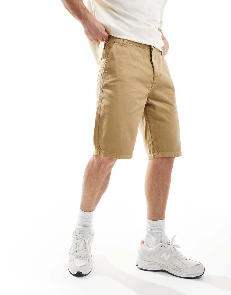 Brave Soul Brave Soul cotton twill worker carpenter shorts in stone 4