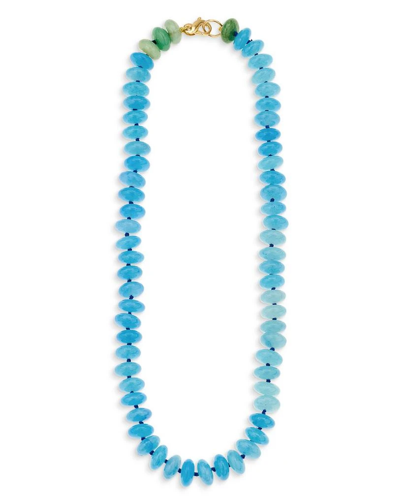 Adina Reyter 9K Yellow Gold Green Aventurine & Blue Quartz Collar Necklace 1