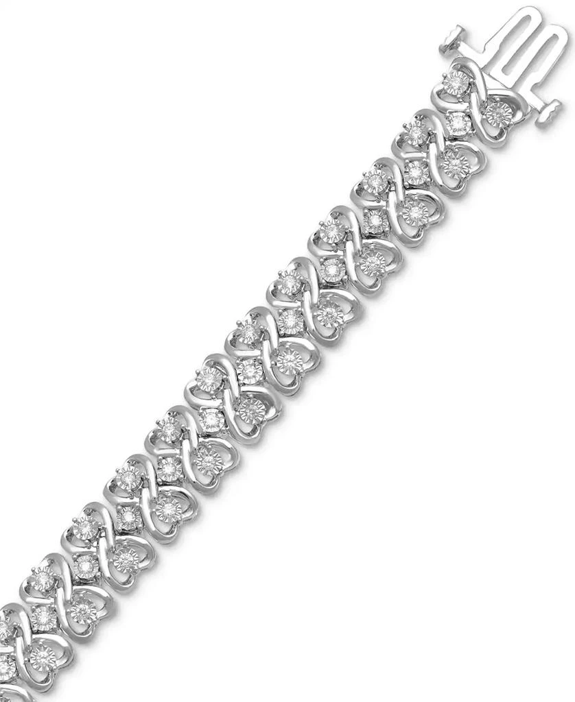 Macy's Diamond Heart Link Bracelet (1 ct. t.w.) in Sterling Silver 3