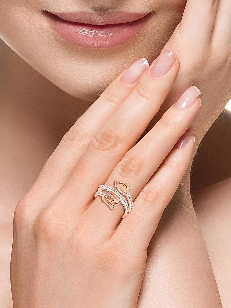 Saks Fifth Avenue Collection 14K Rose Gold, Morganite 
0.27 TCW Diamond Wrap Ring 2