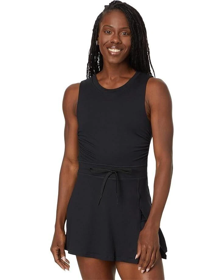 Free People Easy Does It Dress Women's Small Black Ruched Activewear ERK831 1