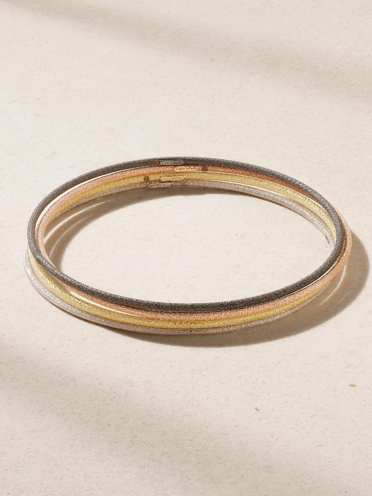 CAROLINA BUCCI Florentine 18k 黄金、18k 玫瑰金、18k 白金、18k 黑化黄金手镯（四只装）
