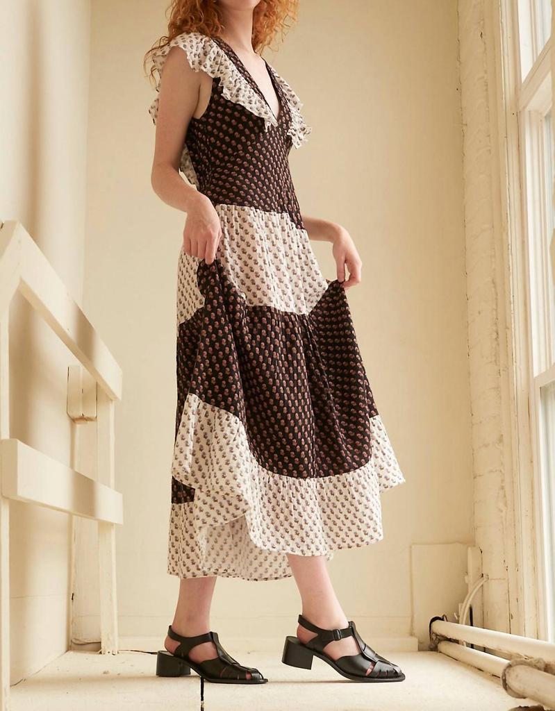 Anaak Klara Blockprint Maxi Dress In Black Calico Print Mix