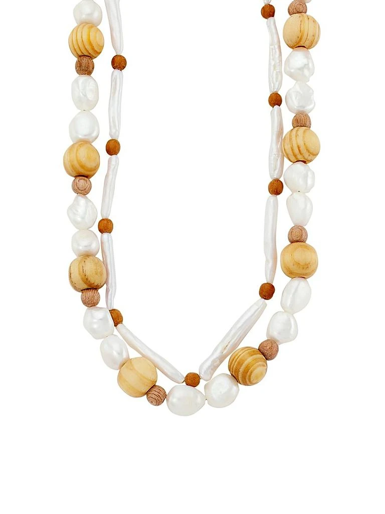 DANNIJO Aqua 2-Piece Wood & Pearl Necklace Set 1