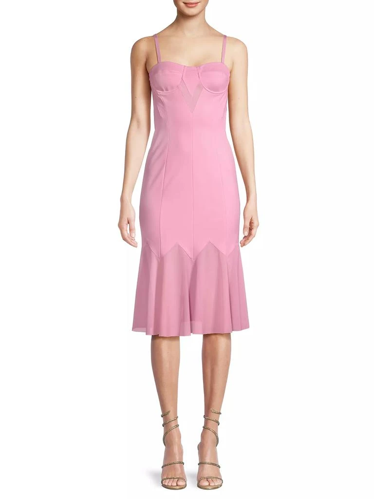 Victor Glemaud Chiffon-Paneled Bustier Midi-Dress 3