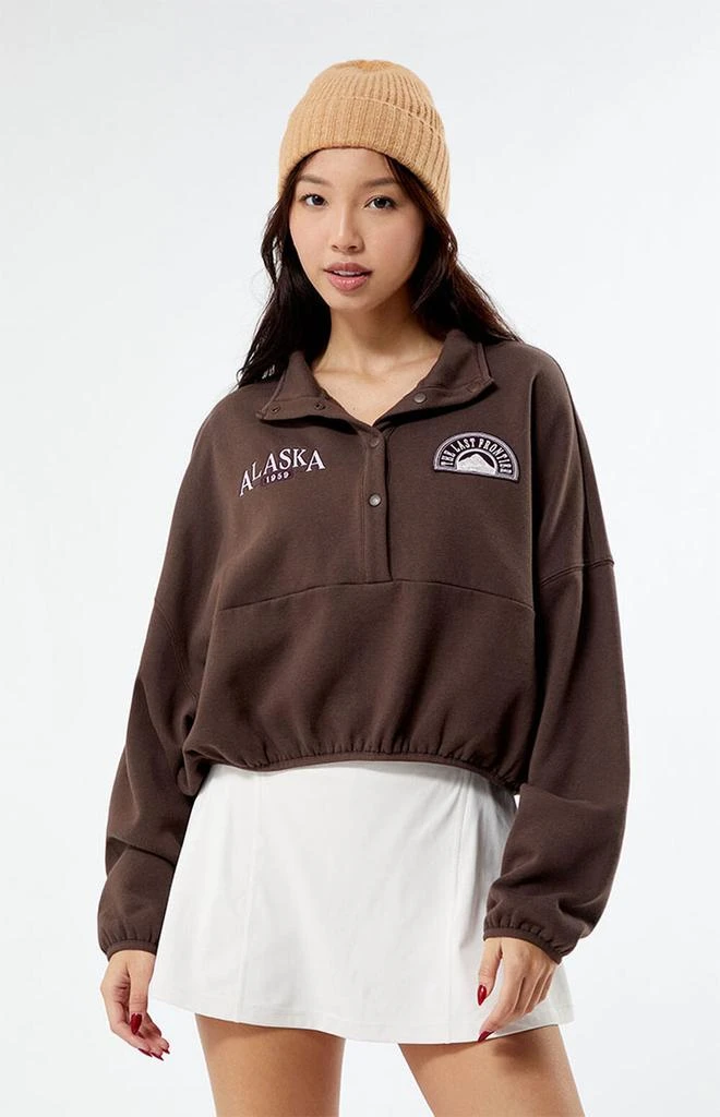 PacSun Alaska Half Snap Cropped Sweatshirt 1