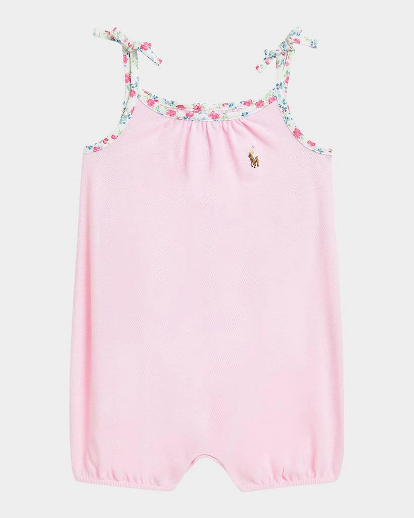 Ralph Lauren Girl's Floral-Trim Romper, Size 3M-24M 1