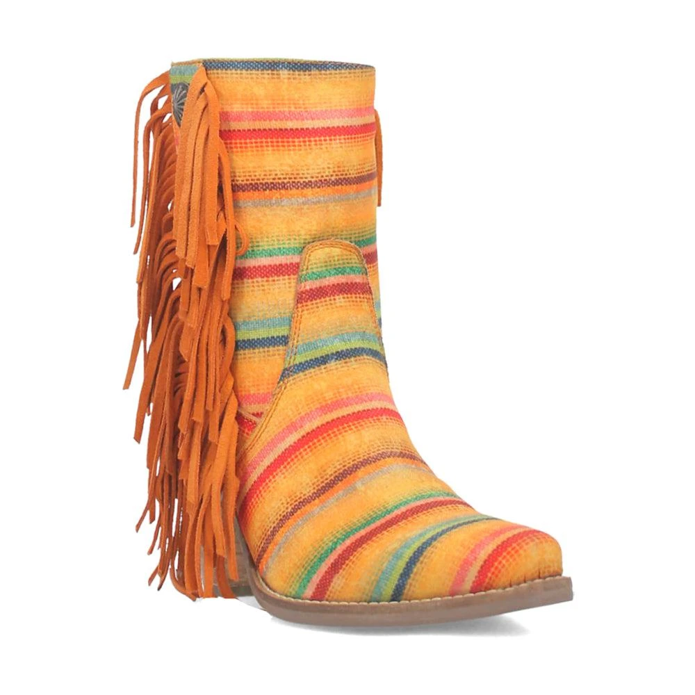 Dingo Chili Pepper Serape Southwest Fringe Round Toe Zippered Cowboy Booties 2