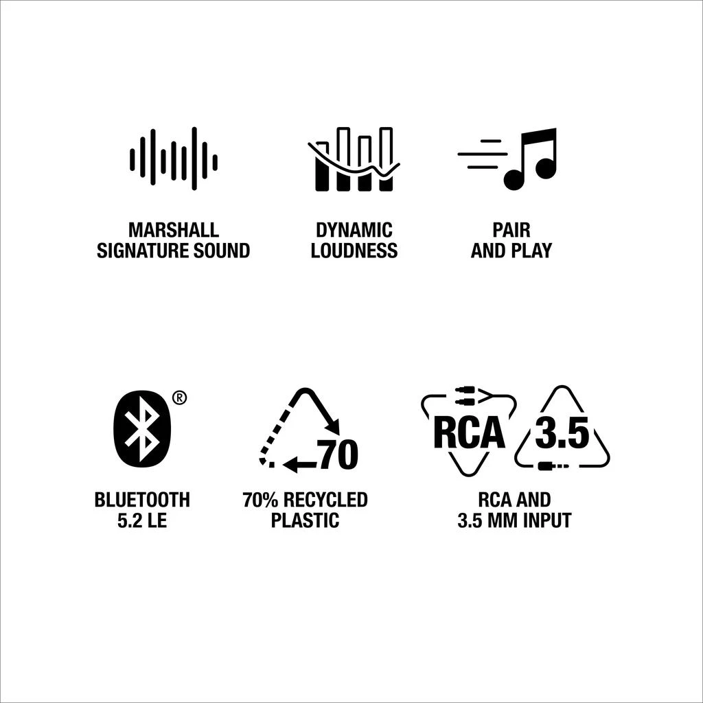 Marshall Marshall Stanmore III Bluetooth Home Speaker - Loud Stereo Sound with Bass and Treble Controls | Plug-in Powered | Record Player Compatible | RCA and 3.5 mm Aux Inputs - Black 10