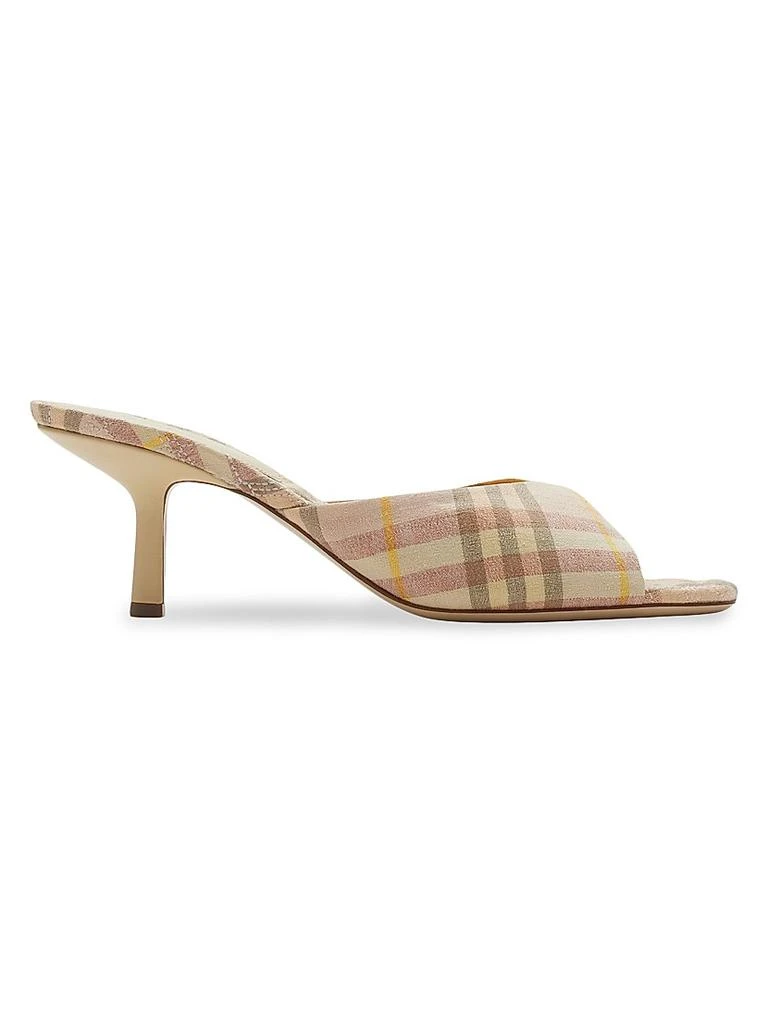 Burberry Mews 65MM Check Linen-Blend Mules 1