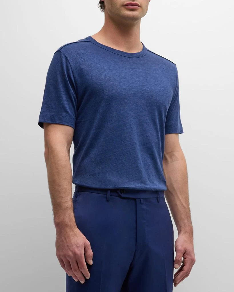 Hugo Boss Men's Solid Linen Silk Short-Sleeve T-Shirt 4