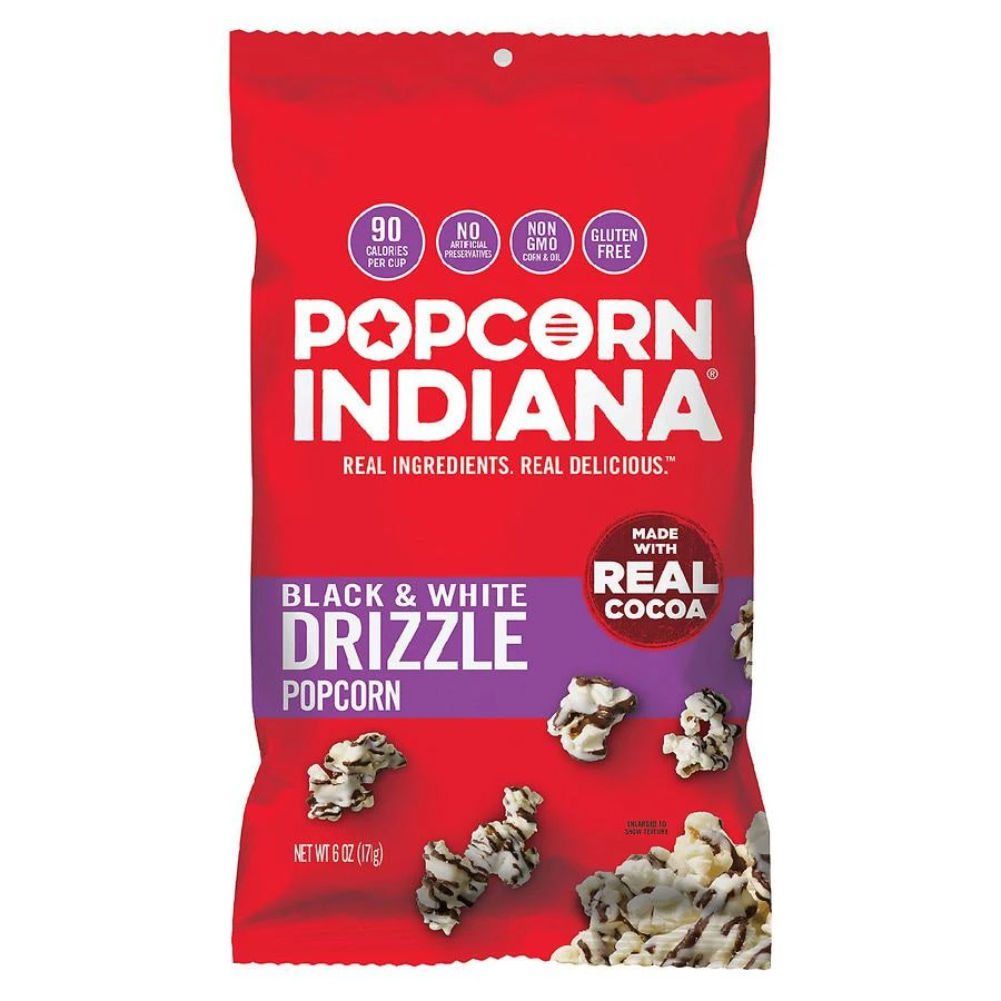 Popcorn, Indiana Black & White Drizzle Popcorn 1