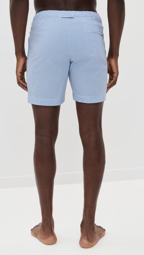 ORLEBAR BROWN Bulldog Drawcord Seersucker Stripe Swim Shorts  6.25"