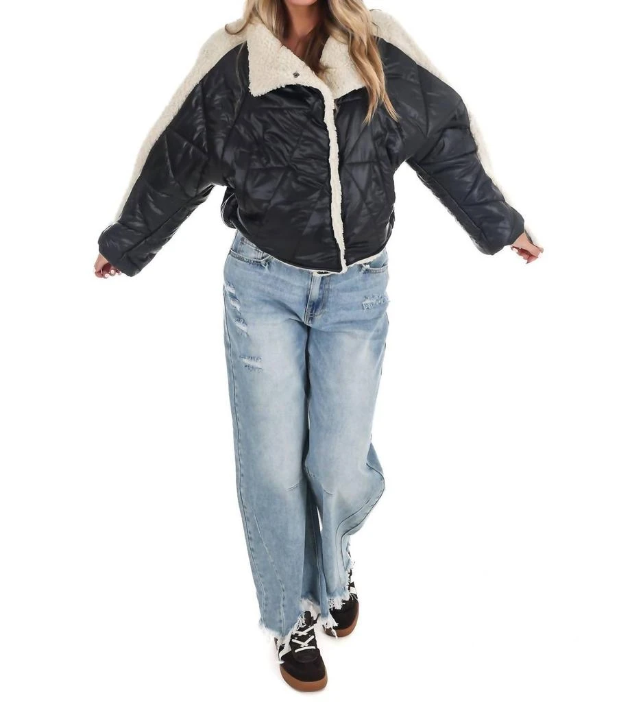 MIOU MUSE Miou Muse - Everest Faux Leather Quilted Sherpa Jacket