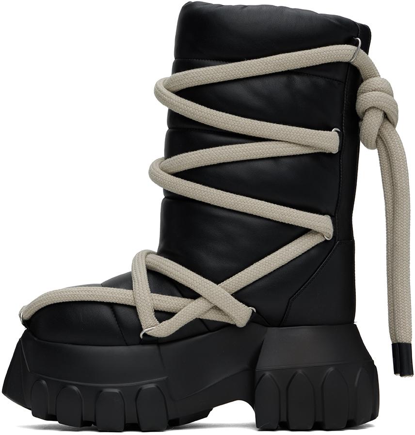 靴 RICK OWENS LACE UP TRACTOR BOOTS Rick Owens Black Porterville Lunar Mega Tractor Boots