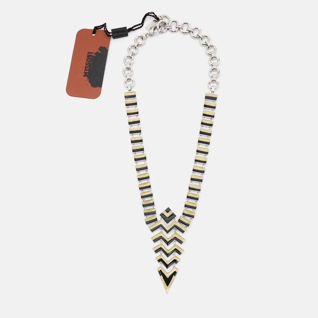Missoni Missoni Enamel Silver Tone Geometric Shaped Long Necklace 1