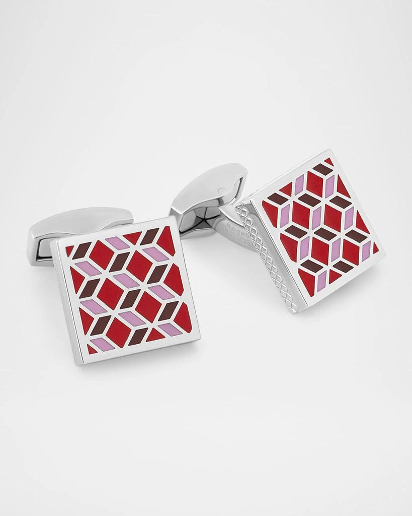 Tateossian Men
s Square 3D Cube Enamel Cufflinks