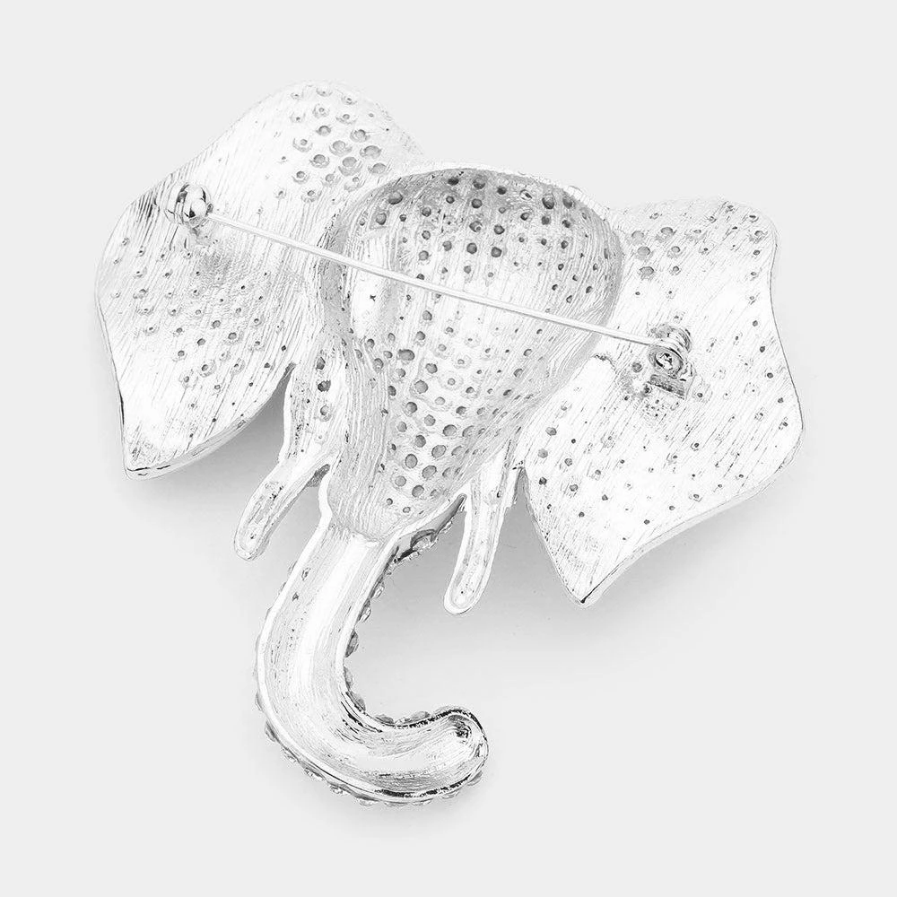 FASHNZFAB Rhinestone Elephant Pin Brooch 2