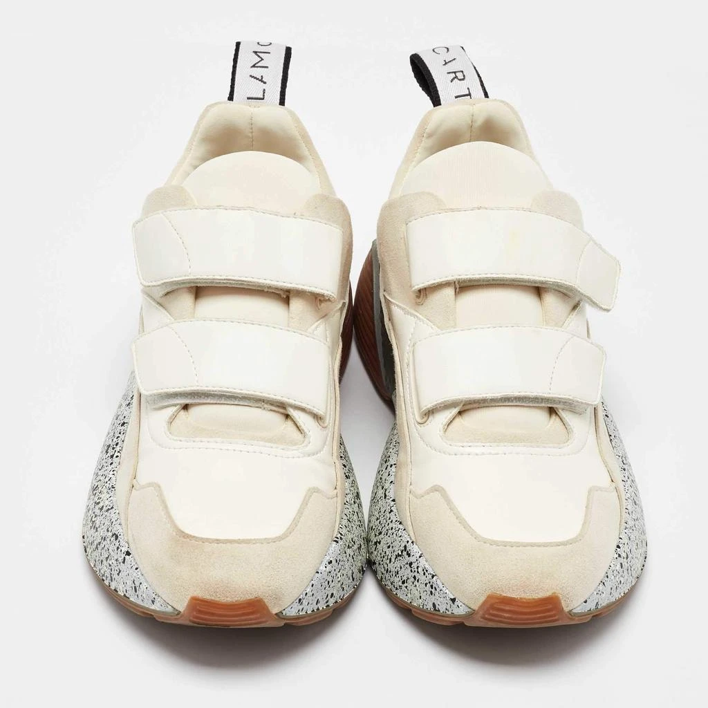Stella McCartney Stella McCartney Cream/White Faux Suede And Faux Leather Eclypse Velcro Strap Sneakers Size 39 3