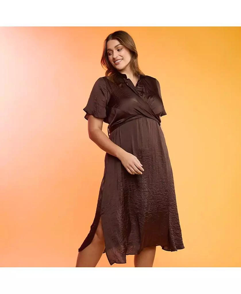 Estelle Mirage Oasis Satin Wrap Dress - Chocolate Estelle Mirage Oasis Satin Wrap Dress - Chocolate