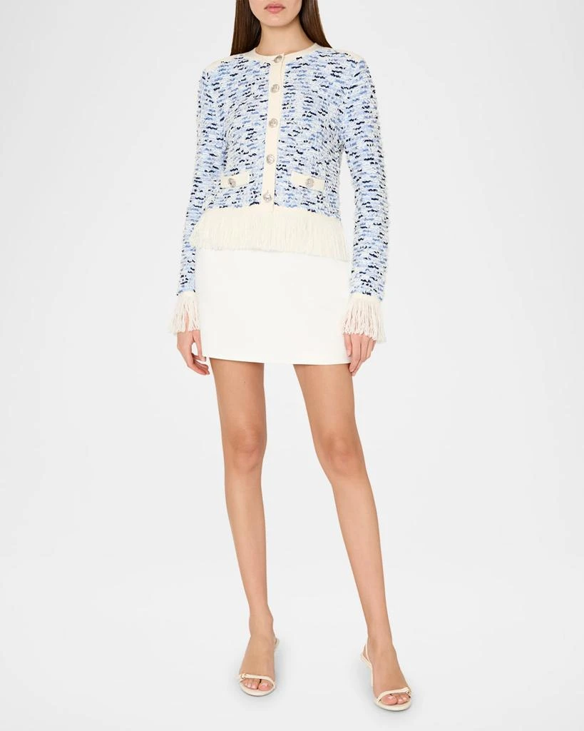 Milly Fringed Textured Tweed Cardigan 2