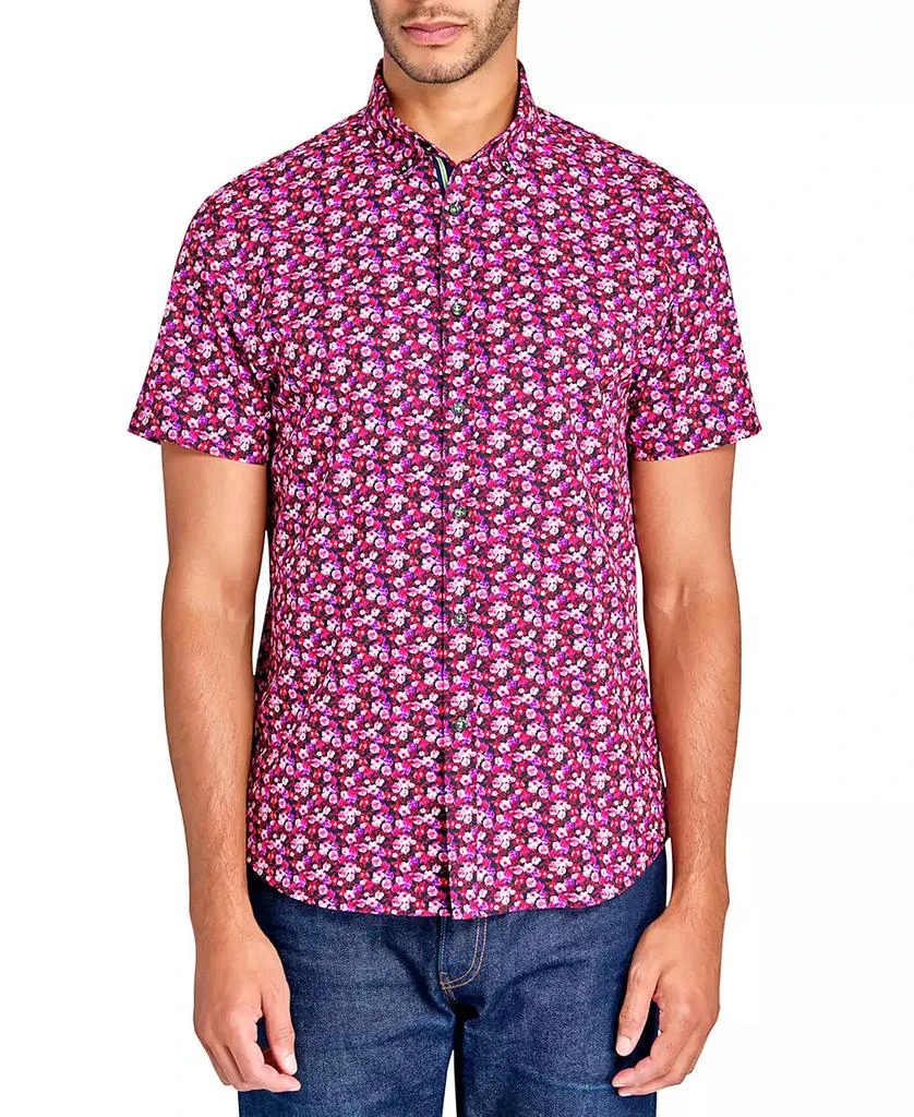 Society of Threads Men's Short Sleeve Button-Front Floral Print Performance Shirt 1