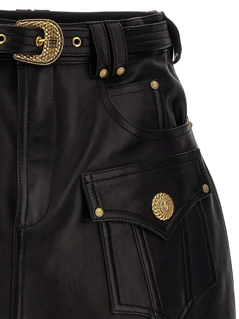Balmain Balmain Western Leather A-Line Skirt 3