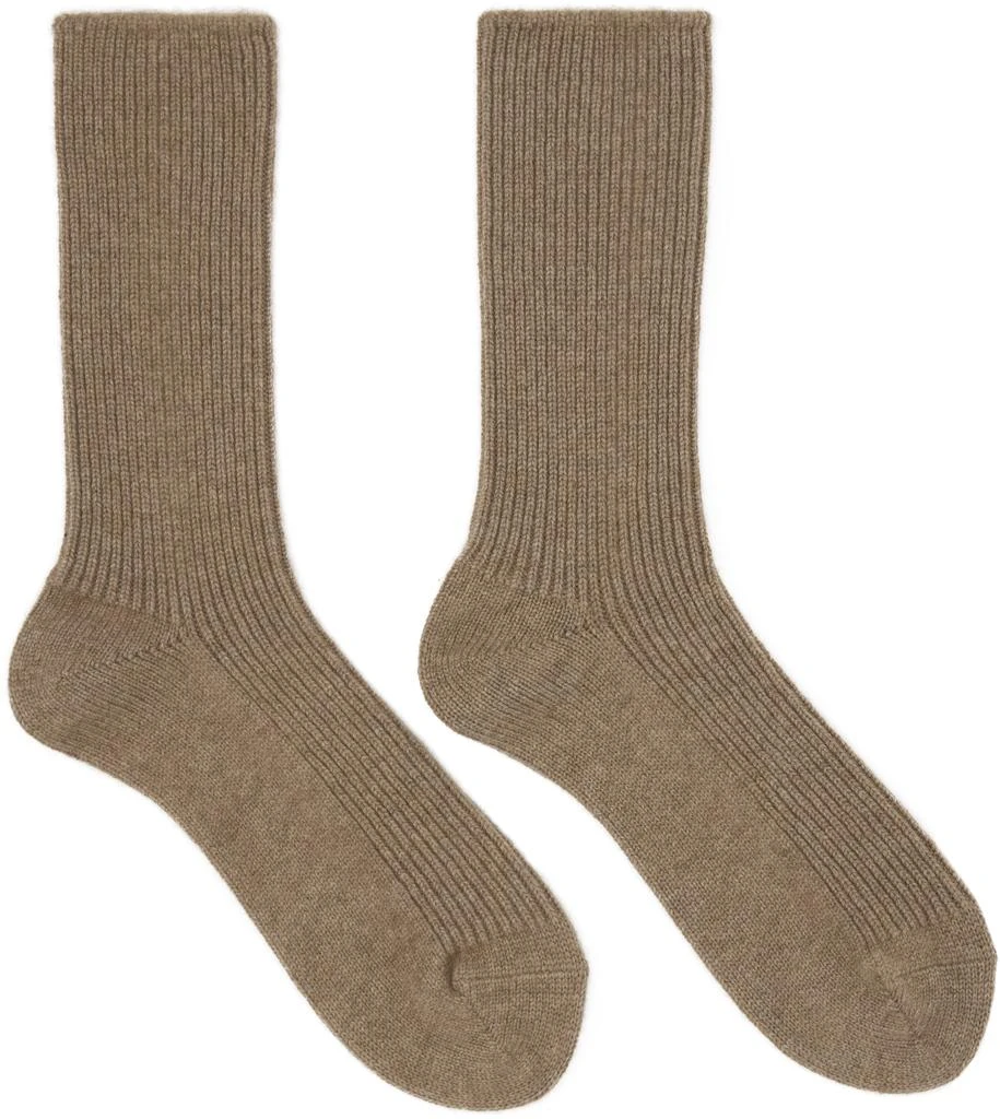 Tekla SSENSE Exclusive Brown AURALEE Edition Baby Cashmere Night Socks 1