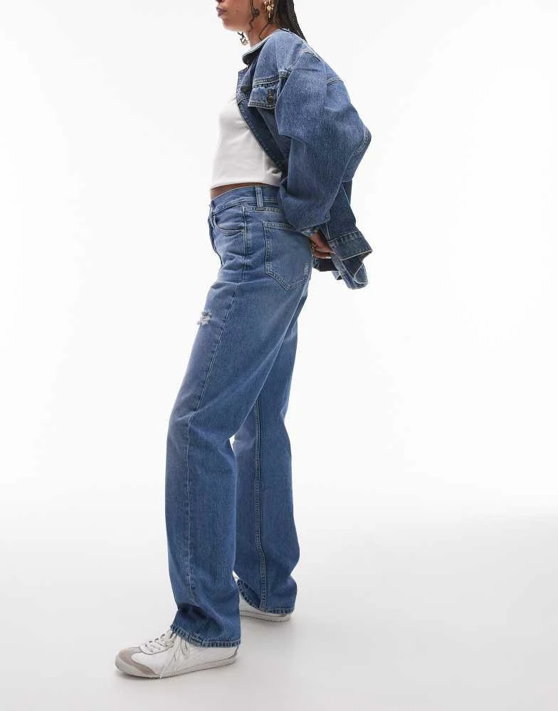 Calvin Klein Calvin Klein Jeans high rise straight ripped jeans in light wash 3