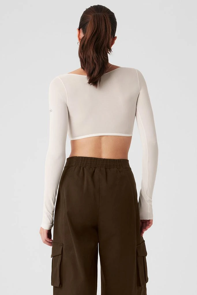 Alo Mesh Sheer Illusion Cropped Long Sleeve - Ivory 2