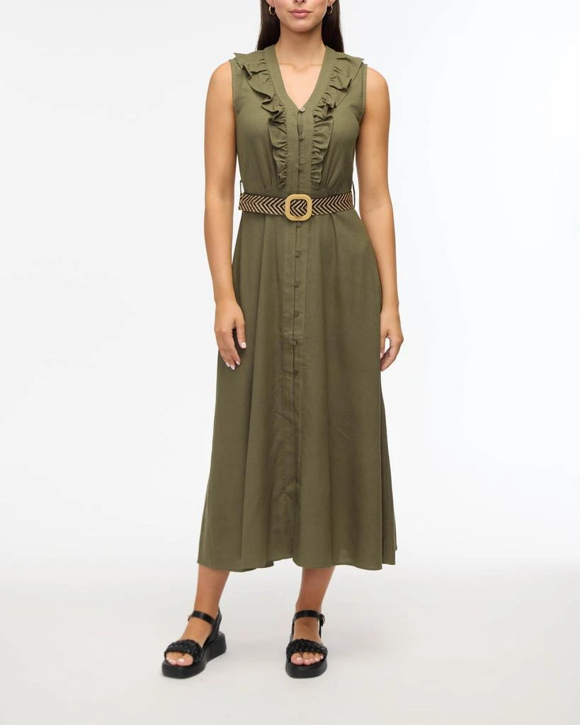 Ellen Tracy Women’s Belted Sleeveless Maxi Dress with Ruffle Detail 1