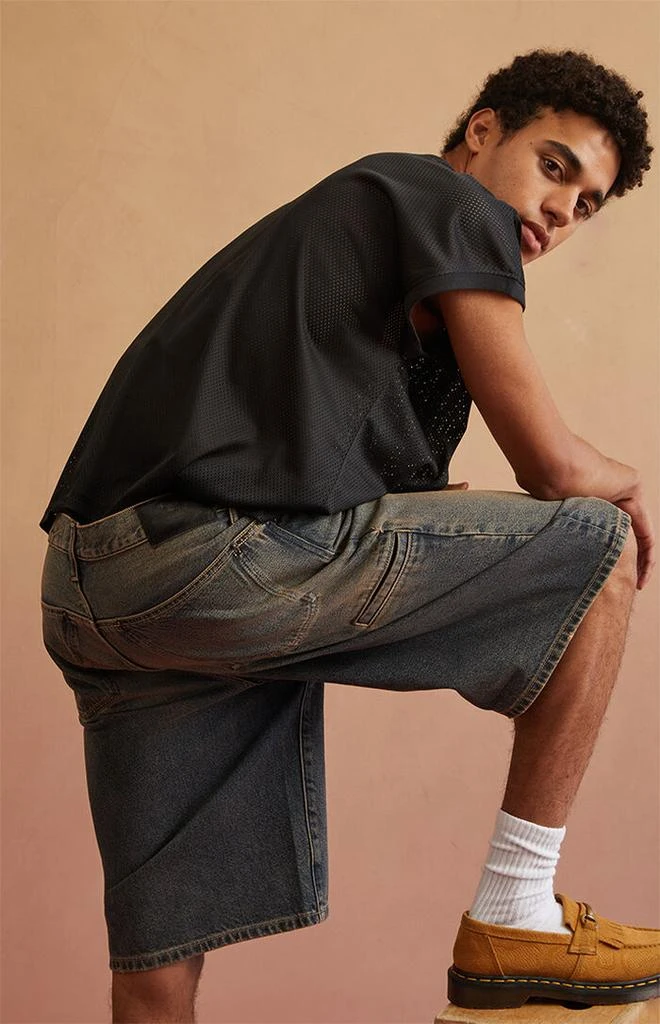 RARE DNM EDIT Dark Blue Tinted Clip Baggy Denim Shorts 5