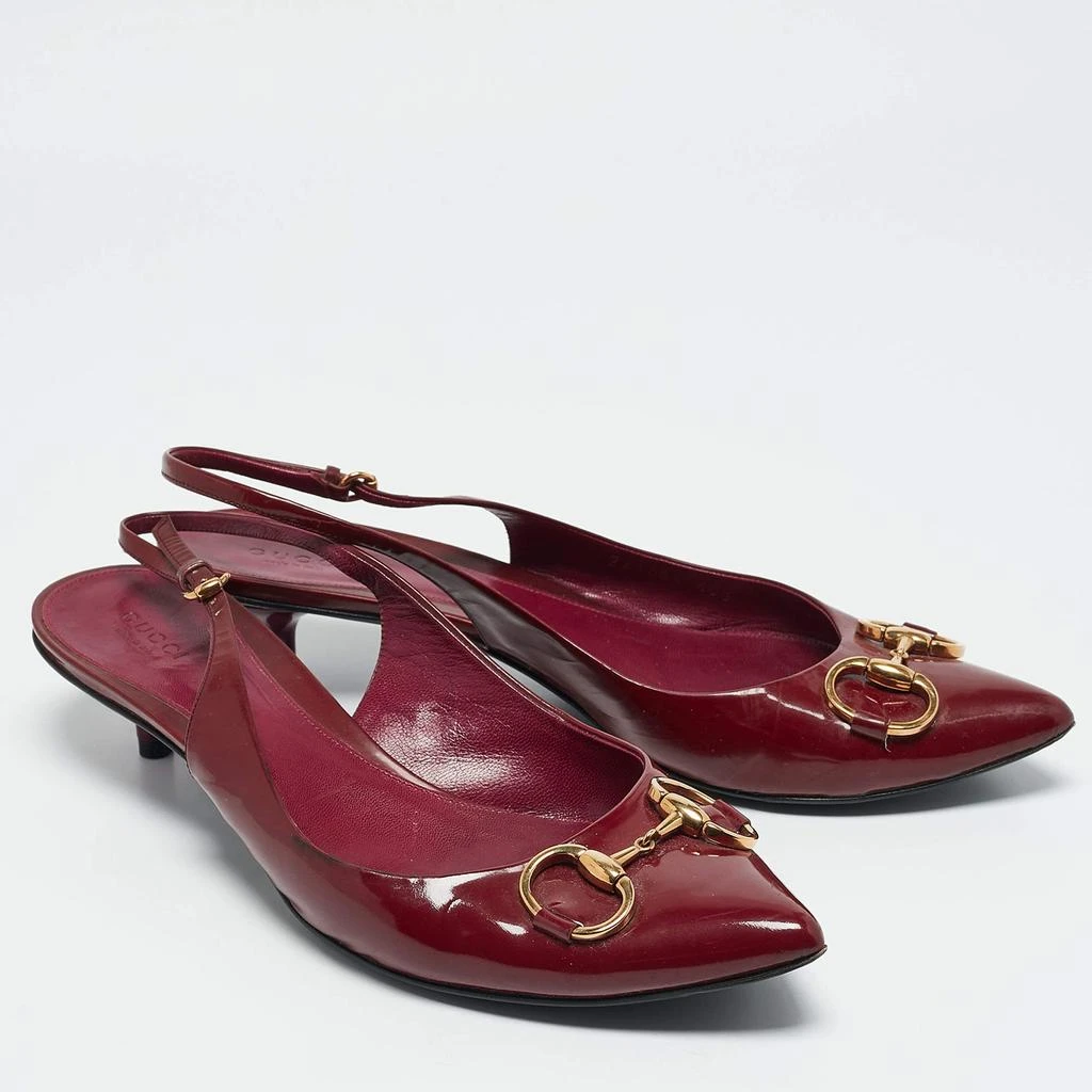 Gucci Gucci Burgundy Patent Leather Horsebit Slingback Pumps Size 40.5 4