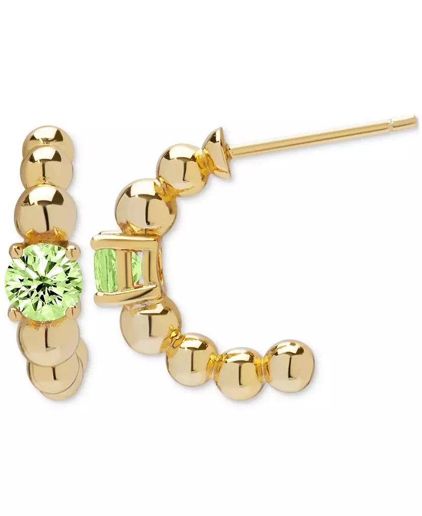 Macy's Peridot Ball-Beaded Half Hoop Earrings (1/2 ct. t.w.) in 14k Gold over Sterling Silver 1