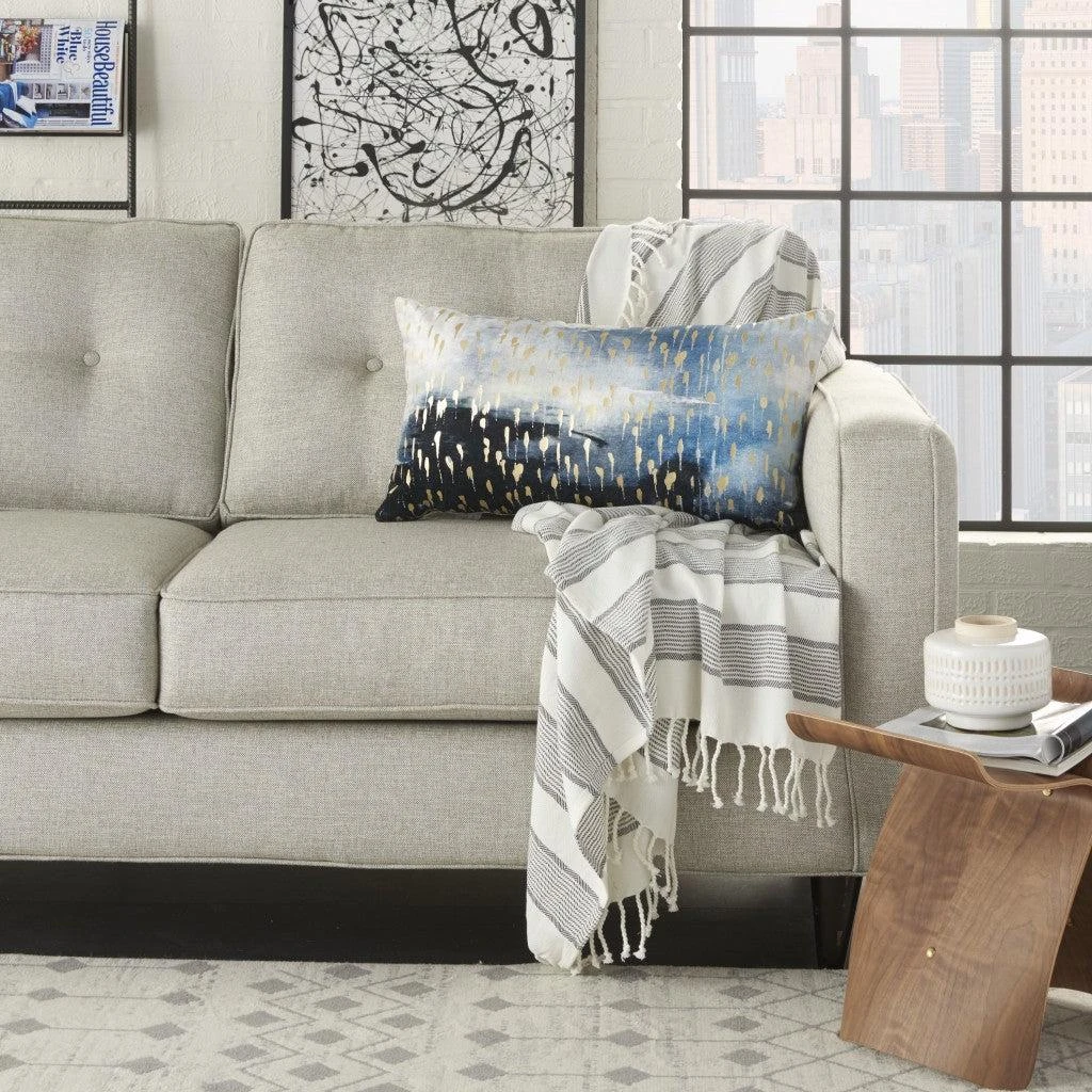 Hivvago Blue Abstract Lumbar Pillow 4