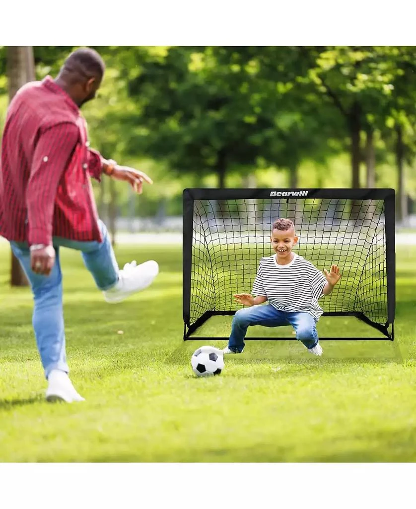 Bearwill Kids Soccer Goal Set of 2, 4x3FT Pop Up Backyard Goals with Training Kit - Includes Portable Nets, Ball, Cones, Ladder 
Targets 9