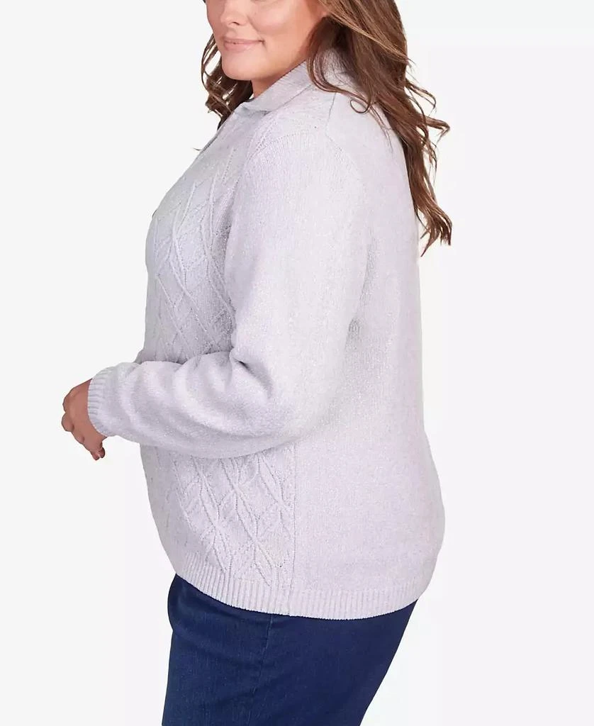 Alfred Dunner Plus Size Classic Zip Front Chenille Cardigan Sweater 4