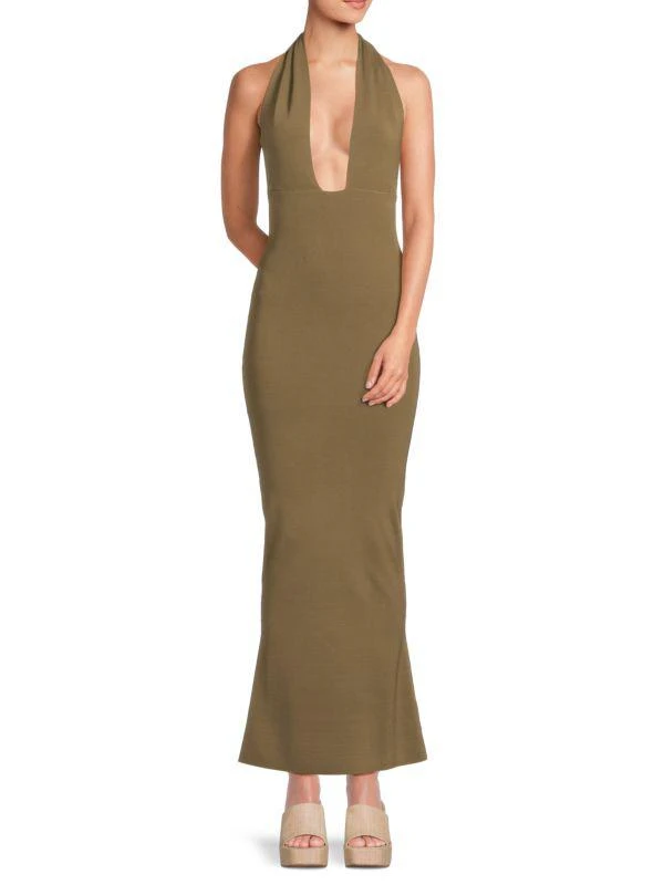 WeWoreWhat Plungeneck Ribbed Maxi Dress 1