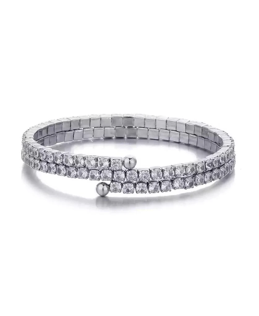 ADORNIA Silver Coil Stretch Crystal Tennis Wrap Bracelet