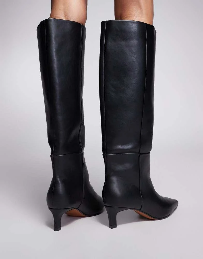 River Island River Island kitten heel knee high boot in black 2