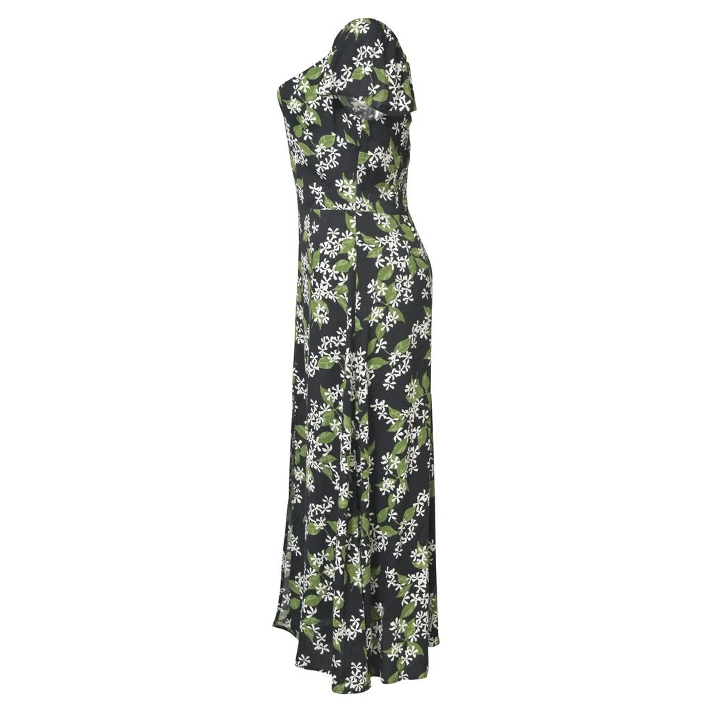 Reformation Baxley Floral Print Midi Dress in Black and Green Viscose 2