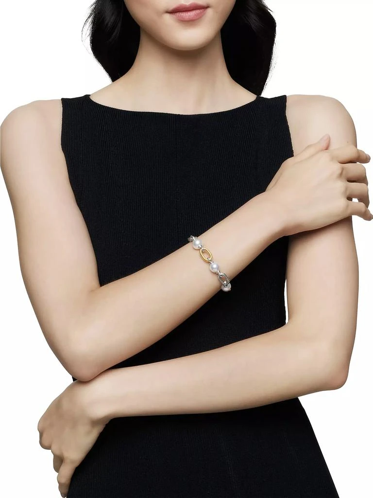 David Yurman Madison 11-12MM Pearl Chain Bracelet with 18K Yellow Gold 9