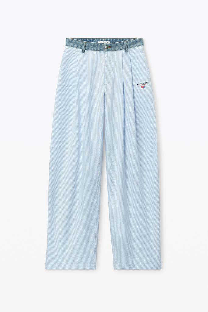 Alexander Wang Cotton Oxford Pants with Denim Waistband