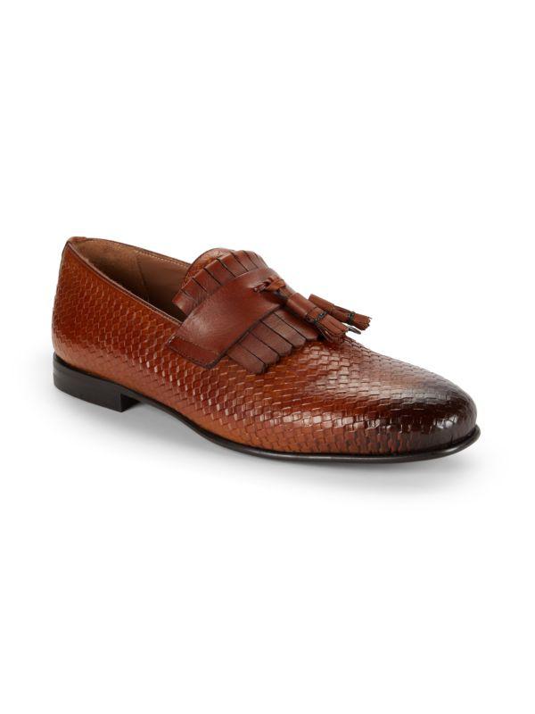 Mezlan Basket Weave Leather Tassel Loafers