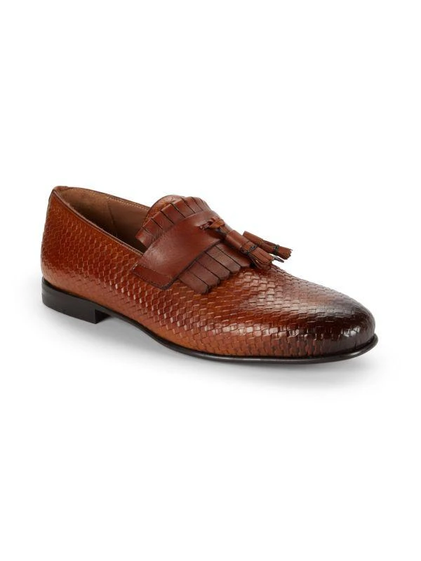 Mezlan Basket Weave Leather Tassel Loafers 2