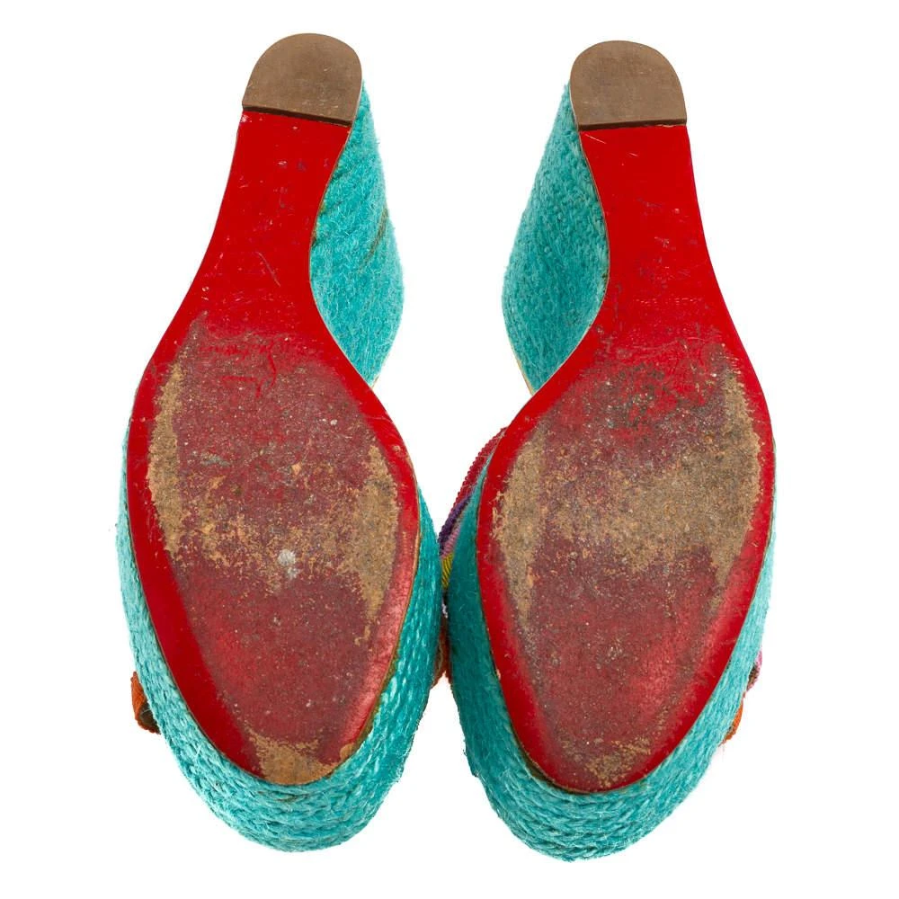 Christian Louboutin Christian Louboutin Multicolor Fabric Crepon Espadrille Wedge Sandals Size 37 6