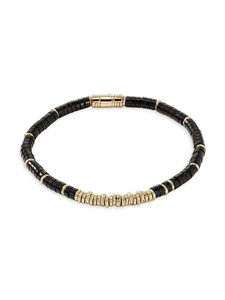 John Hardy Thailand 14K Gold & Black Onyx Heishi Beaded Bracelet 1