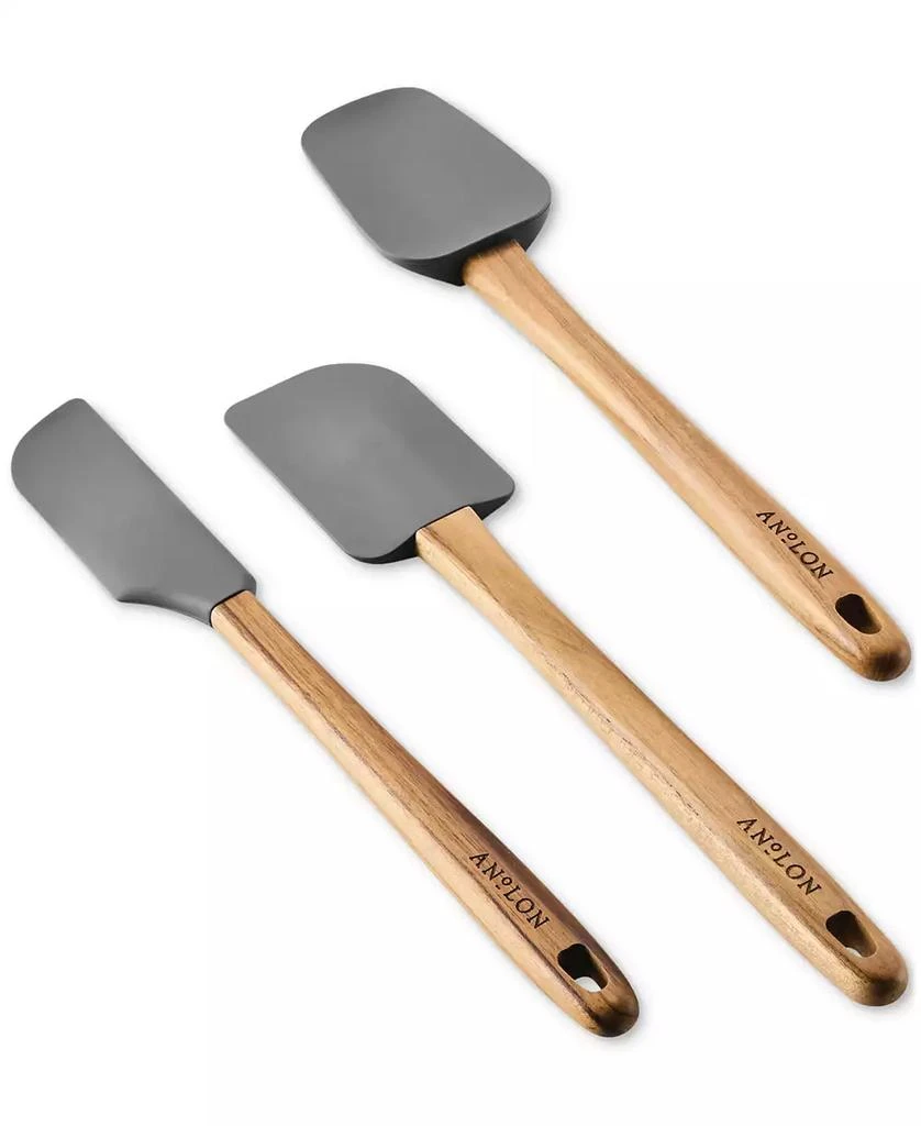 Anolon 3-Piece Silicone Teak Handled Spatula Set 1