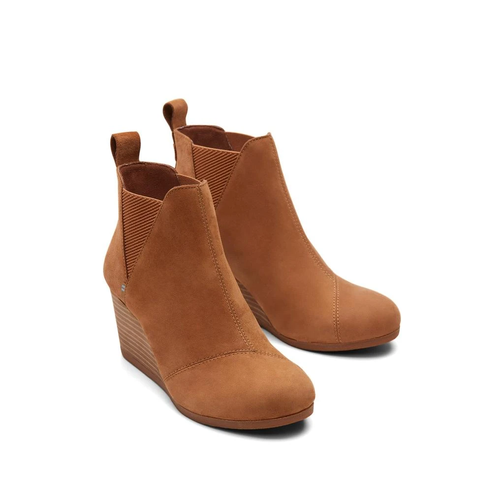 TOMS Shoes Kelsey Tan Suede Wedge Bootie 2